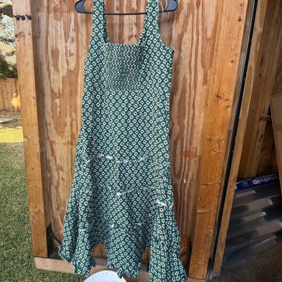 Anthropologie Green Floral Dress (Size XL) - Picture 2 of 4